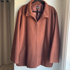 Eileen Fisher Womens 2X Zip Plus Wool Jacket Rust Brown Coat Warm Neutral Winter